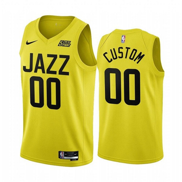 Men's Utah Jazz Customized 2022/23 Yellow Association Edition Stitched Basketball Jersey